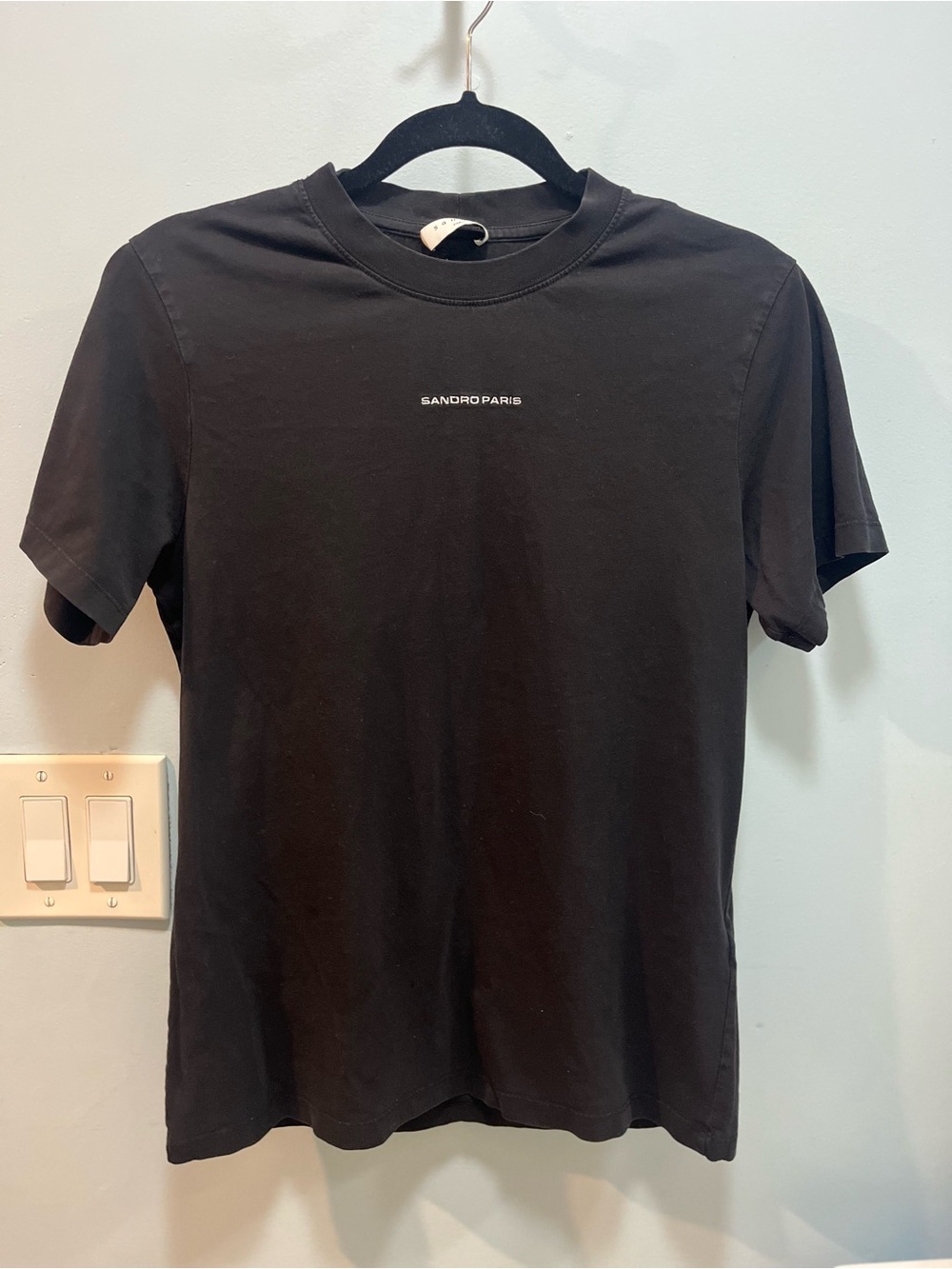 Sandro Black Short-Sleeve Logo Tee Size S Men